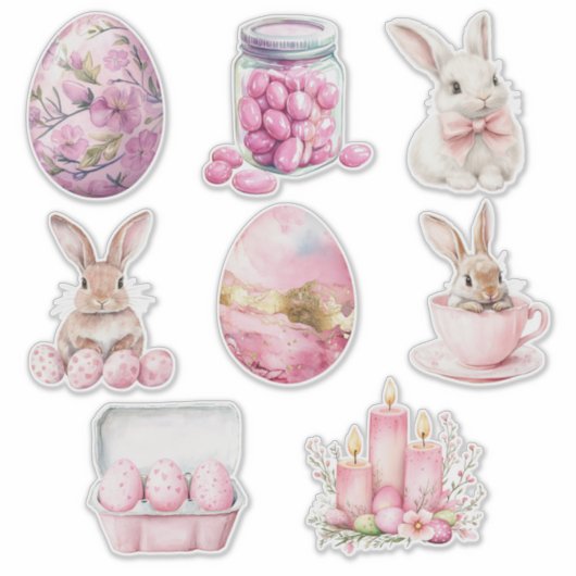 Pastel Roze Set 1 Pasen Sticker (Voorkant)