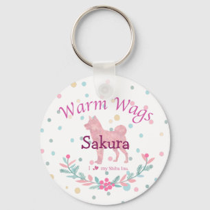 Pastel Roze Shiba Inu Gepersonaliseerde Kerstmis Sleutelhanger