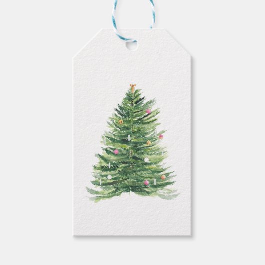 Pastel Roze sierblokjes kerstboom Cadeaulabel (Voorkant)