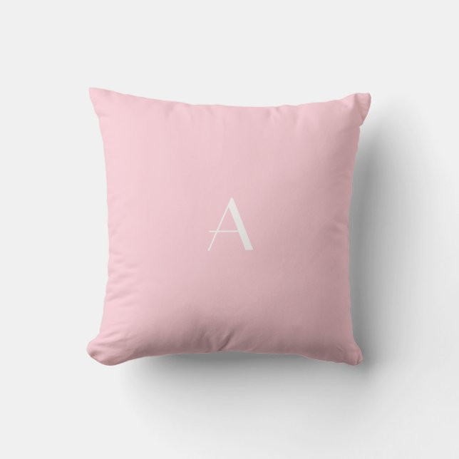 Pastel Roze Sierkussen w Wit Monogram (Voorkant)