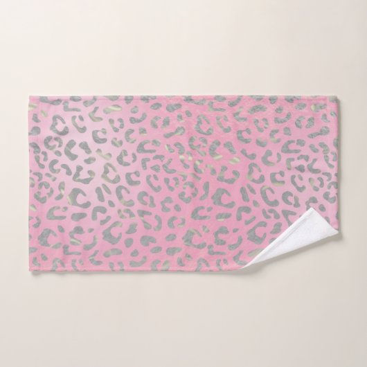 Pastel Roze Silver Leopard Print Bad Handdoek (Handdoek)