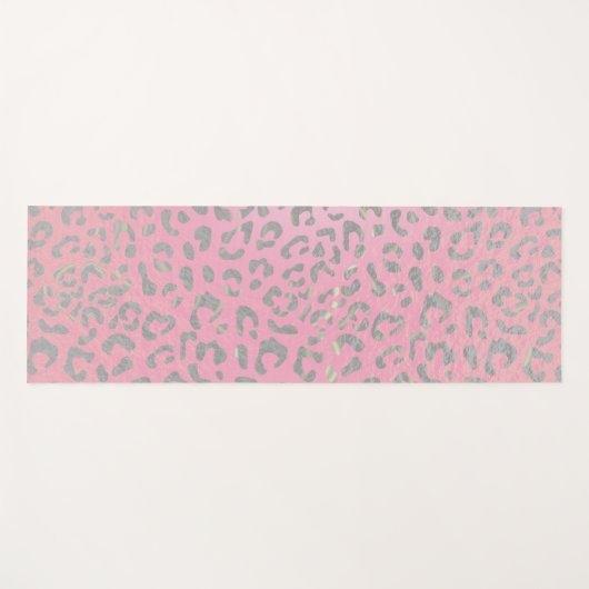 Pastel Roze Silver Leopard Print Yogamat (Voorkant (horizontaal))
