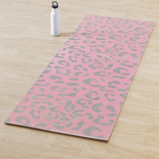 Pastel Roze Silver Leopard Print Yogamat (In situ)