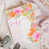  pastel roze sinaasappel bloesem bloemenbaby showe kaart