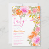  pastel roze sinaasappel bloesem bloemenbaby showe kaart (Voorkant)