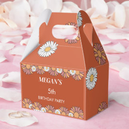 Pastel Roze & Sinaasappel Daisy bloemenpatroon Bedankdoosjes