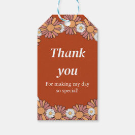 Pastel Roze & Sinaasappel Daisy bloemenpatroon Cadeaulabel