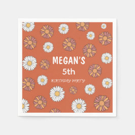 Pastel Roze & Sinaasappel Daisy bloemenpatroon Servet