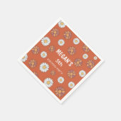 Pastel Roze & Sinaasappel Daisy bloemenpatroon Servet (Hoek)