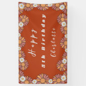 Pastel Roze & Sinaasappel Daisy bloemenpatroon Spandoek (Verticaal)