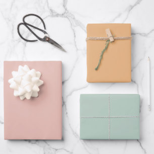 Pastel Roze Sinaasappel Groene Wrapping Paper Shee