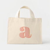 Pastel Roze Sinaasappel Monogrammed Retro Letterin Mini Tote Bag (Voorkant)