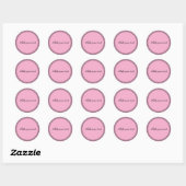 Pastel roze sjabloon, fancy kader, ronde sticker (Vel)