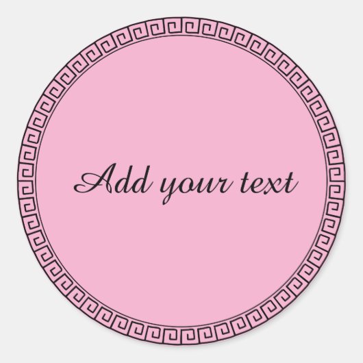 Pastel roze sjabloon, fancy kader, ronde sticker (Voorkant)