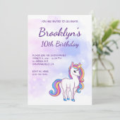 Pastel Roze Skies Magical Unicorn Girly Birthday Kaart (Staand voorkant)