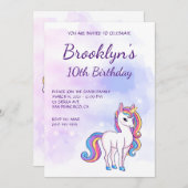 Pastel Roze Skies Magical Unicorn Girly Birthday Kaart (Voorkant / Achterkant)