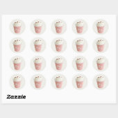 Pastel Roze Slagroom Dessert Cup Ronde Sticker (Vel)
