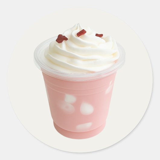 Pastel Roze Slagroom Dessert Cup Ronde Sticker (Voorkant)