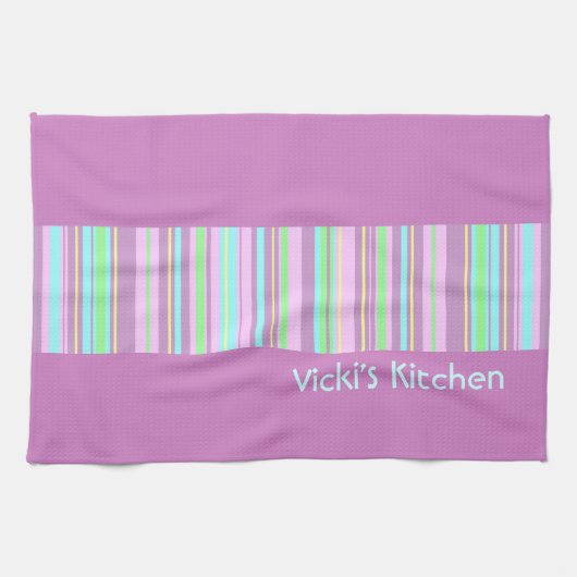 Pastel Roze Snoep Stripe keukentheekdoeken Theedoek (Horizontaal)