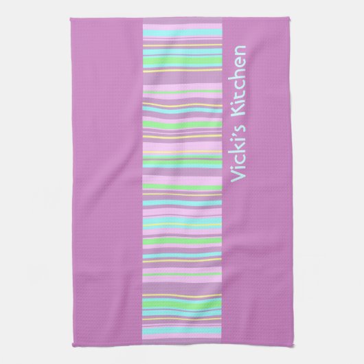 Pastel Roze Snoep Stripe keukentheekdoeken Theedoek (Verticaal)