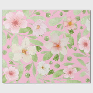 Pastel Roze Spring Bloemen Patroon Cadeaupapier