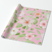 Pastel Roze Spring Bloemen Patroon Cadeaupapier (Uitgerold)