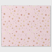 Pastel Roze Sterrenpatroon Cadeaupapier (Vlak)