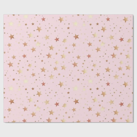 Pastel Roze Sterrenpatroon Cadeaupapier (Vlak)