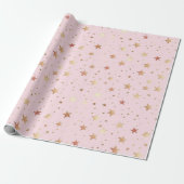Pastel Roze Sterrenpatroon Cadeaupapier (Uitgerold)