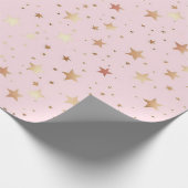 Pastel Roze Sterrenpatroon Cadeaupapier (Hoek)