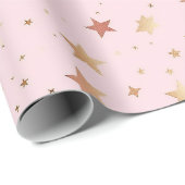 Pastel Roze Sterrenpatroon Cadeaupapier (Rol Hoek)