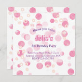 Pastel roze stippen Birthday Party Invitation Kaart (Voorkant / Achterkant)
