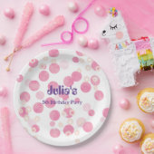 Pastel roze stippen Birthday Party Papieren Bordje (Feest)