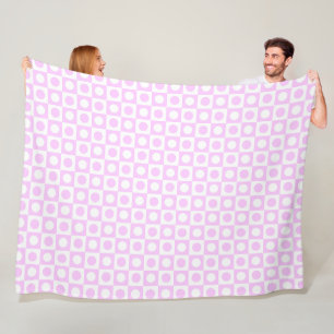 Pastel Roze Stippen en Vierkanten Patroon Fleece Deken