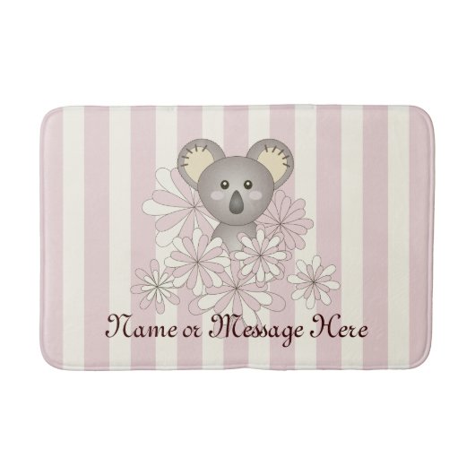 Pastel roze streep Baby koala Kinder meisje Badmat (Voorkant)