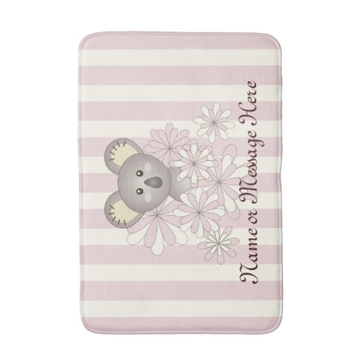 Pastel roze streep Baby koala Kinder meisje Badmat (Voorkant Verticaal)