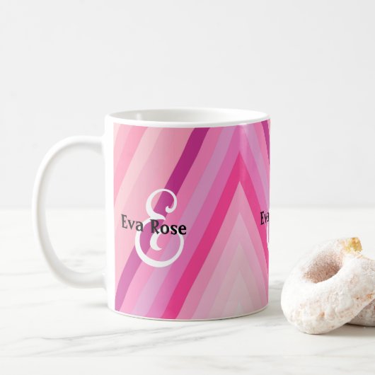 Pastel roze streep Mok (Met donut)