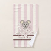 Pastel roze streep Schattige Baby Koala Kinder mei Bad Handdoek (Handdoek)