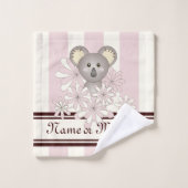 Pastel roze streep Schattige Baby Koala Kinder mei Bad Handdoek (Wasdoekje)