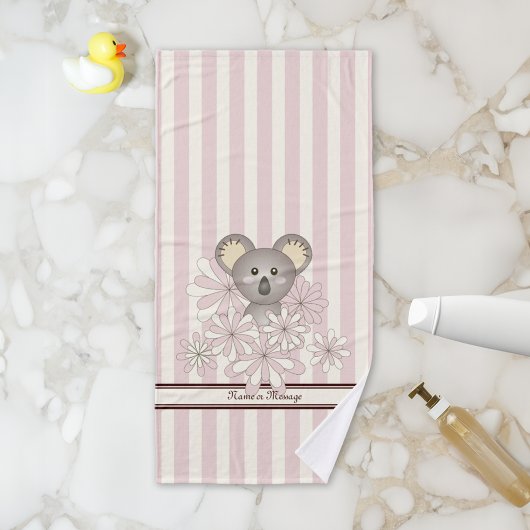 Pastel roze streep Schattige Baby Koala Kinder mei Bad Handdoek