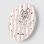 Pastel Roze Streep Schattige Koala Kwekerij / Kind Grote Klok (Hoek)
