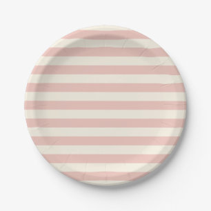 Pastel Roze Streeppatroon Modern Minimalistisch Papieren Bordje
