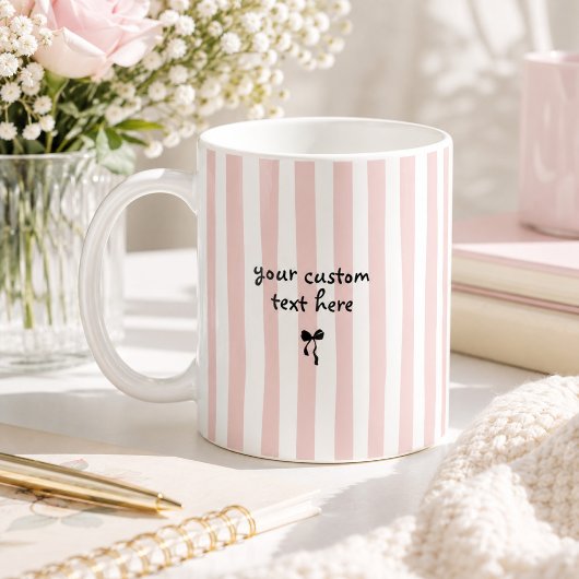 Pastel Roze Strepen Aangepaste Tekst Coquette Stri Koffiemok