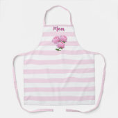 Pastel Roze Strepen met Roze Rozen "Mom" Schort (Voorkant)