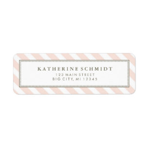 Pastel roze strepen - retour adreslabels etiket