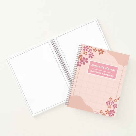 Pastel roze strepen Stropdas-kleurstof naam schets Notitieboek (Binnen)