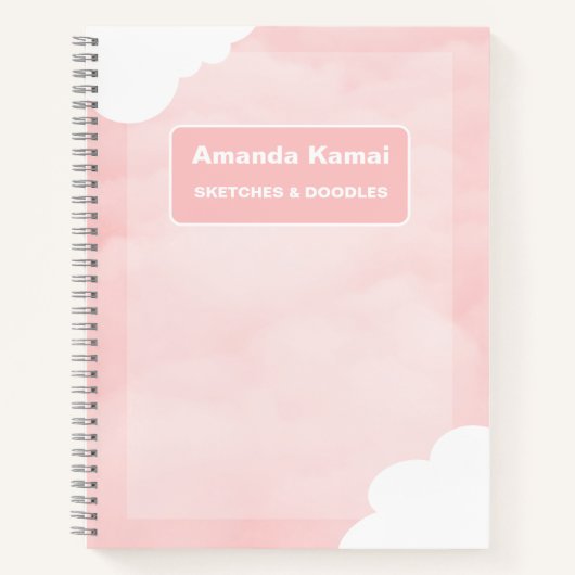 Pastel Roze Strepen Tie-Dye Naam Schets Kunst Notitieboek (Voorkant)