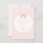 Pastel roze strik baby shower foto dank u kaarten (Achterkant)