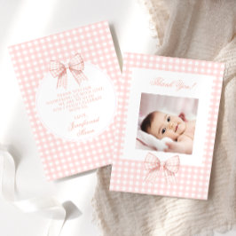 Pastel roze strik baby shower foto dank u kaarten