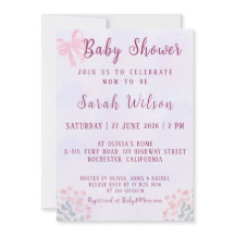 Pastel Roze Strik Bloemen Baby Shower